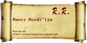 Rencz Rozália névjegykártya