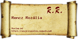 Rencz Rozália névjegykártya